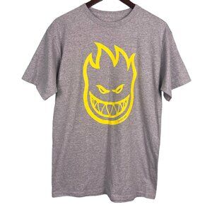 Men's Gray T-Shirt with Yellow Flame Graphic